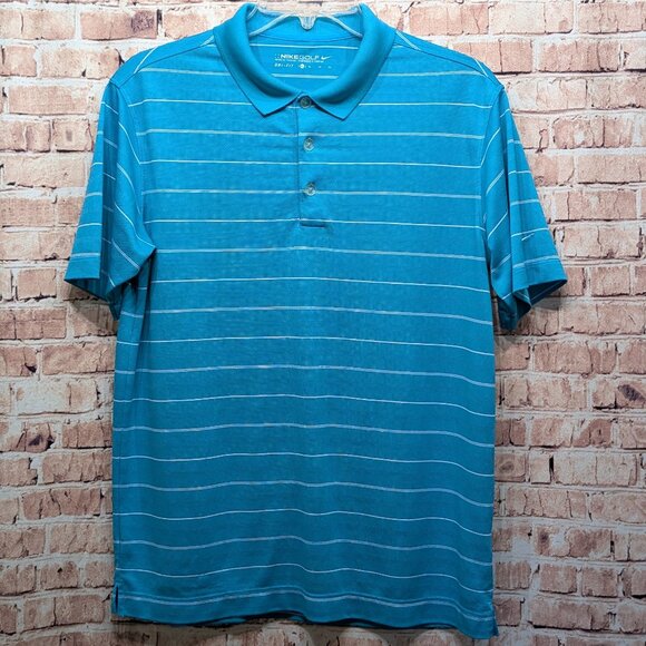 Nike Golf Dri-Fit Blue/White Stripe Polo Size XL - Picture 1 of 10